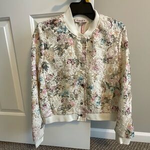 NWT Nanette Lepore Multicolor Lace Bomber Jacket - Women’s Size Medium